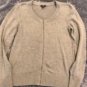 NWOT Adorable Talbots silver studded zip sweater S